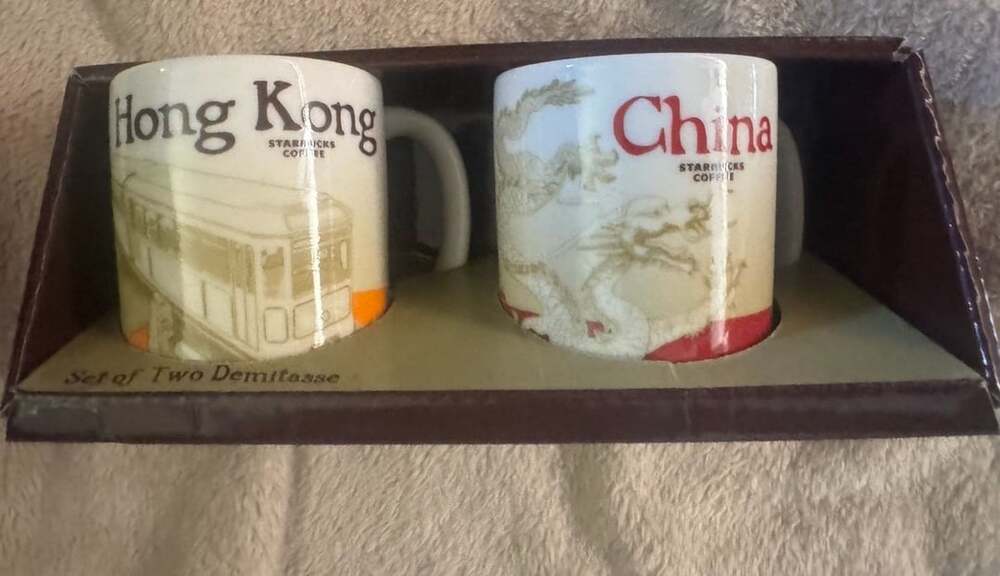 Starbucks Hong Kong & China Demitasse Set of Two 3oz Mini Mugs